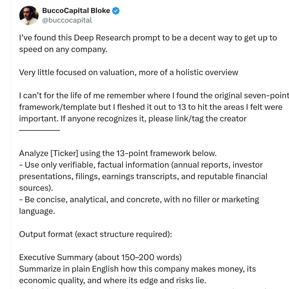 Deep Research: 13-Point Company Overview