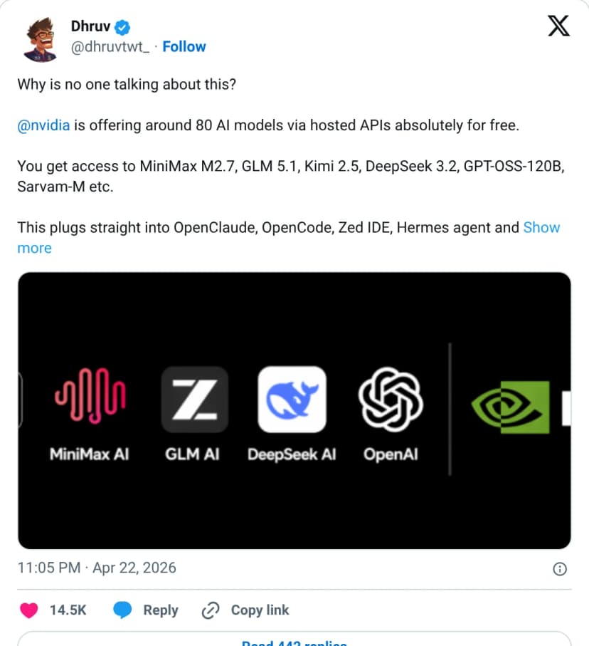 NVIDIA Is Hosting 80+ AI Models for Free